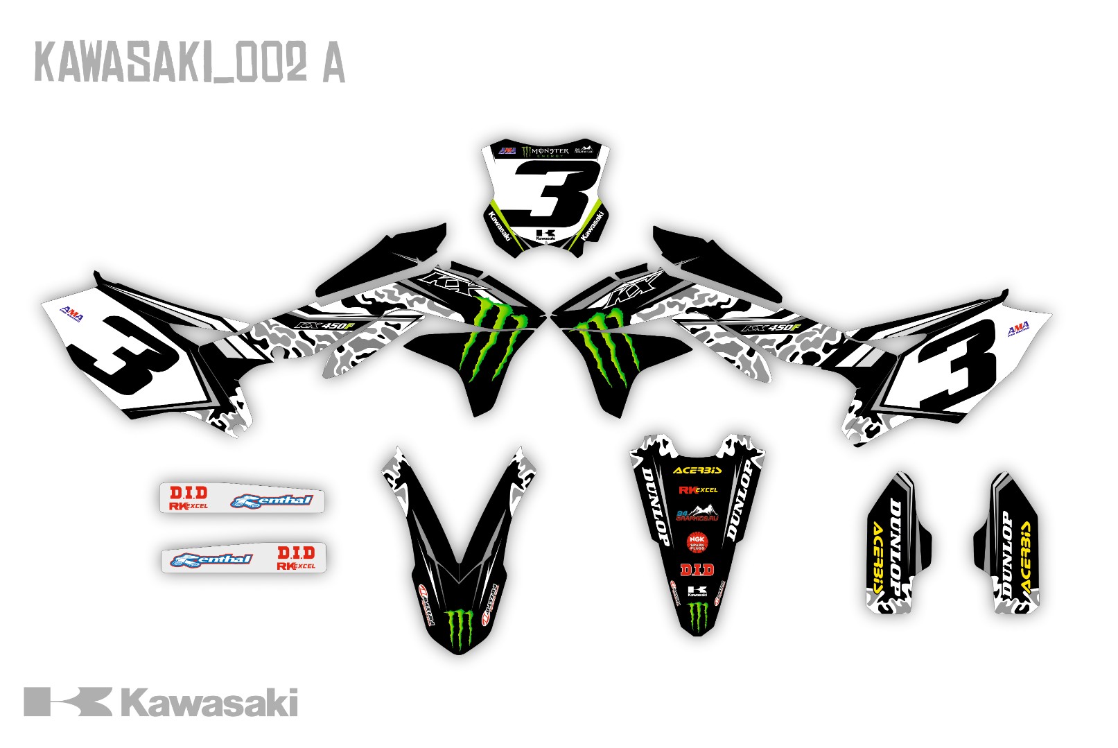 Наклейки на мотоцикл Kawasaki 002